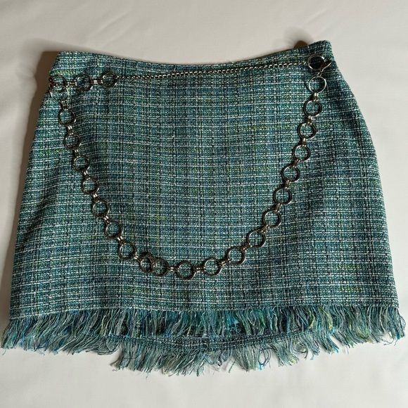 ABS By Allen Schwartz Tweed Chain Belted Mini Skirt Sz 6 NWOT - Picture 7 of 9